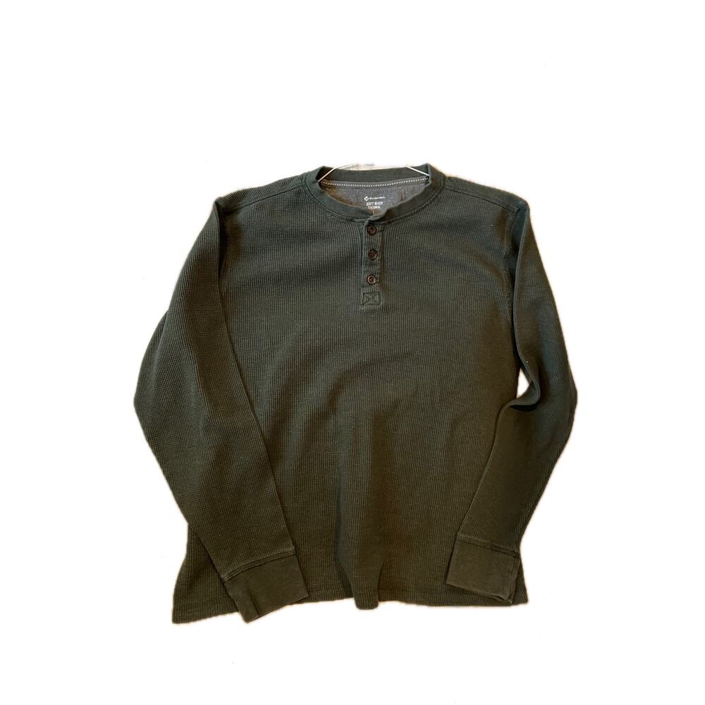 Member's Mark Thermal Henley Charcoal Gray Green Mens L